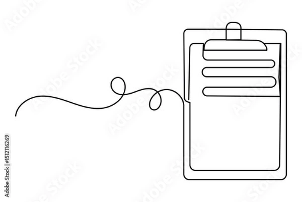 Fototapeta Minimalist clipboard checklist continuous line illustration