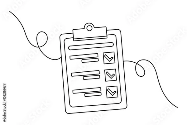 Fototapeta Minimalist clipboard checklist continuous line illustration