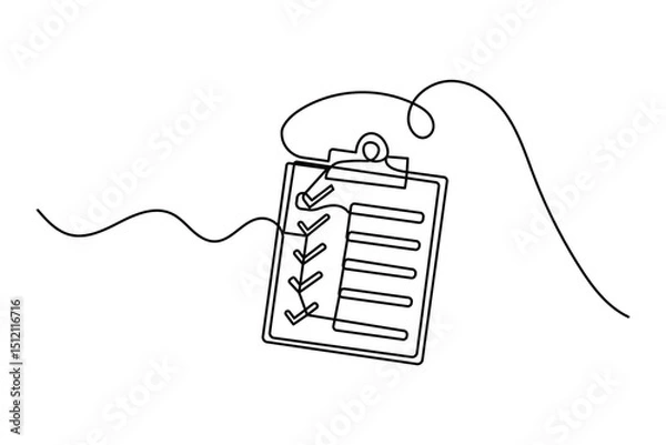 Fototapeta Minimalist clipboard checklist continuous line illustration