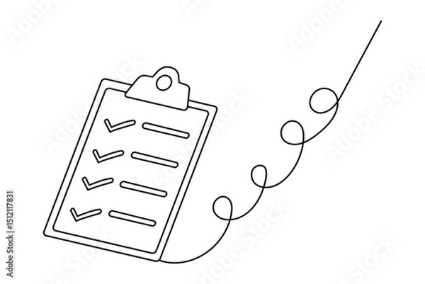 Fototapeta Minimalist clipboard checklist continuous line illustration