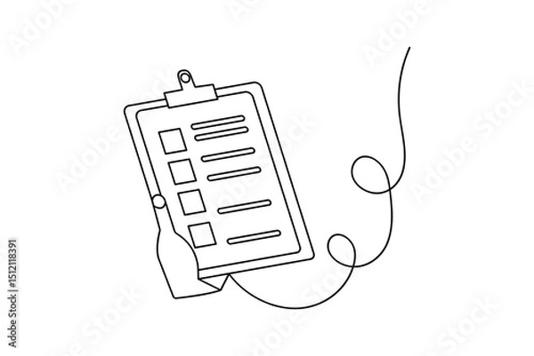 Fototapeta Minimalist clipboard checklist continuous line illustration