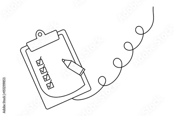 Fototapeta Minimalist clipboard checklist continuous line illustration