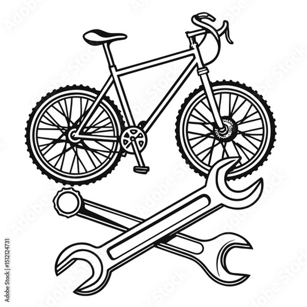 Fototapeta a bicycle with a wrench and a wrench on it's front wheel, and a wrench on the back of the bike
