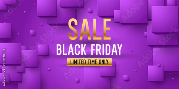 Fototapeta A bright modern poster to draw attention to the sale of goods. A beautiful poster to advertise a store or website. Discounts on products and services. Concise and stylish design. Black Friday.