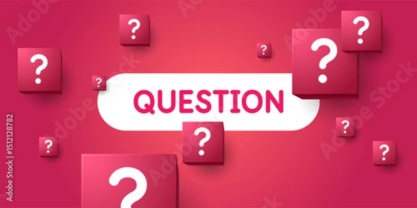 Fototapeta Help in solving the problem. A poster with question marks. A question that needs an answer. Elements for transmitting information. Modern graphics for design.