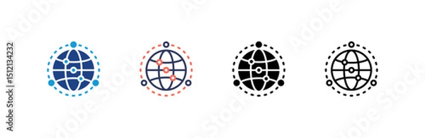 Fototapeta Worldwide icon set multiple style collection