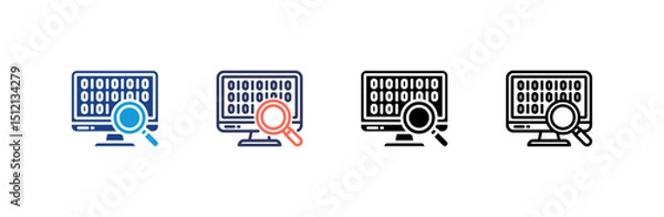 Obraz Binary Code icon set multiple style collection
