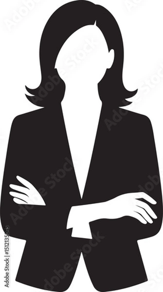Fototapeta Confident Businesswoman with Arms Crossed Black and White Silhouette