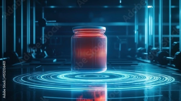 Fototapeta Innovative beverage creation process modern lab digital art futuristic environment close-up technology concept