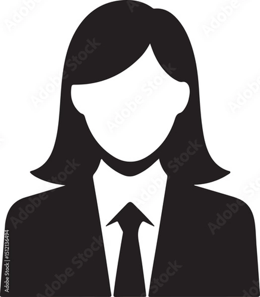 Fototapeta Confident Businesswoman with Arms Crossed Black and White Silhouette