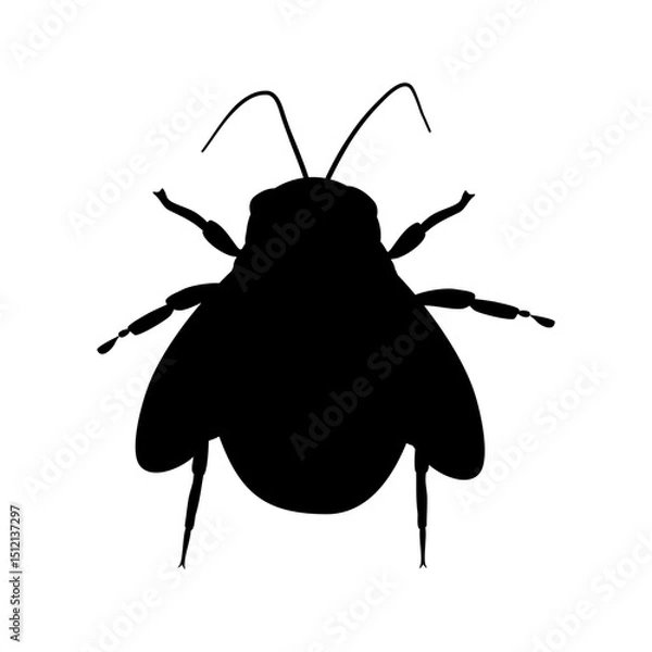 Fototapeta Black silhouette of a flying insect bumblebee on a white background. Isolated vector illustration.
