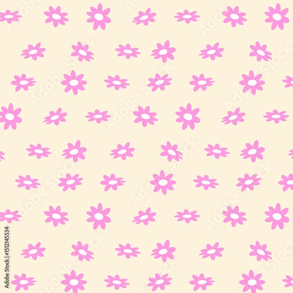 Fototapeta seamless pattern design with pink daisy flowers