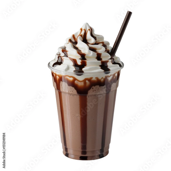 Fototapeta chocolate ice cream in a plastic with chocolate and colorful cream blended on top