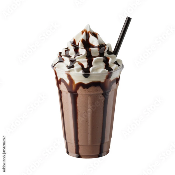 Fototapeta chocolate ice cream in a plastic with chocolate and colorful cream blended on top