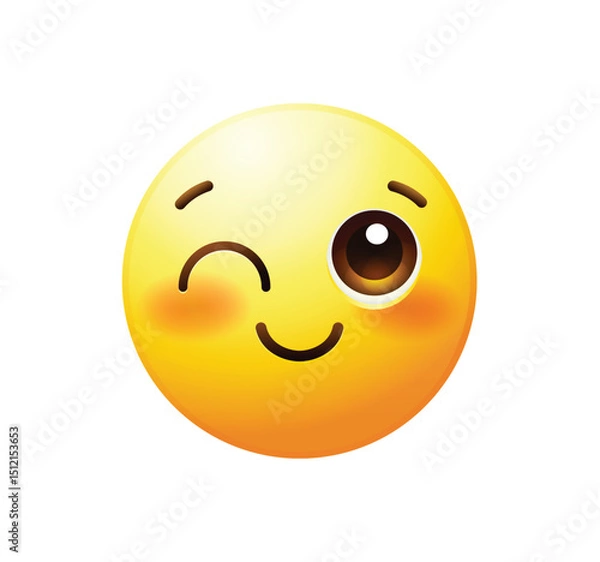 Fototapeta Winking emoticon vector illustration isolated. Wink emoji icon.