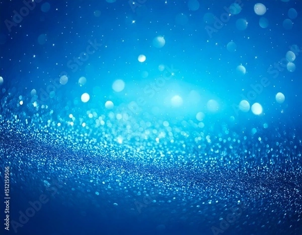 Obraz 優しい青のグラデーションに幻想的なきらめきが舞うイラスト