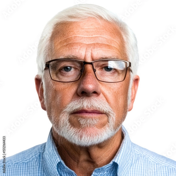 Obraz Senior man with spectacles in close-up portrait, cut out transparent