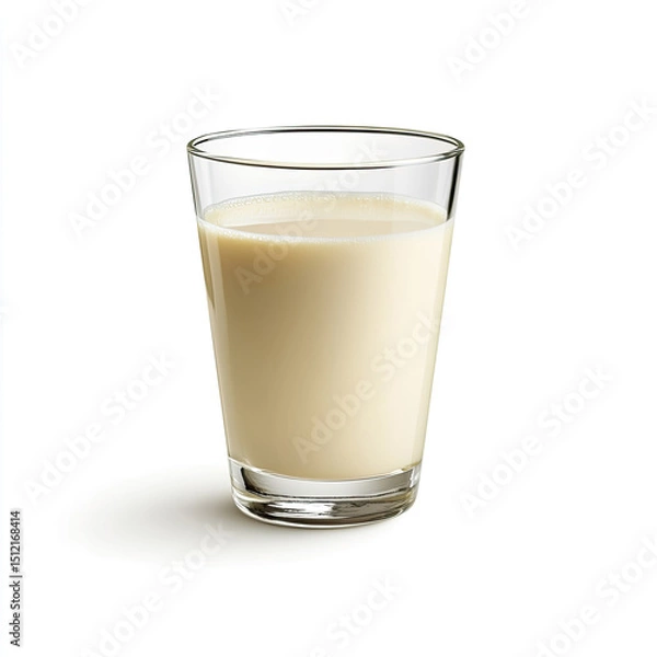 Fototapeta Glass of soy milk on white background, refreshing and nutritious