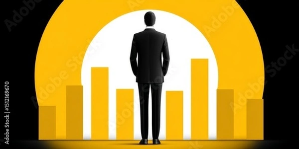 Fototapeta a minimalist illustration of a leader standing beside a progress chart