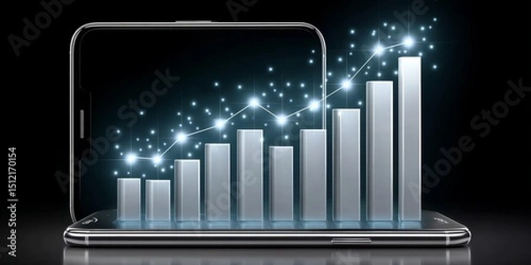 Fototapeta a realistic photo of a mobile screen showing affiliate revenue growth over time