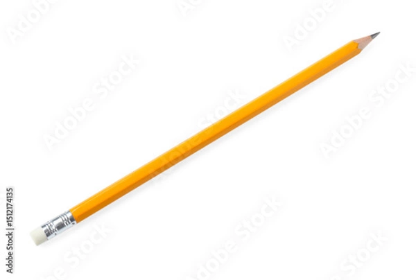 Fototapeta One sharp graphite pencil isolated on white, top view