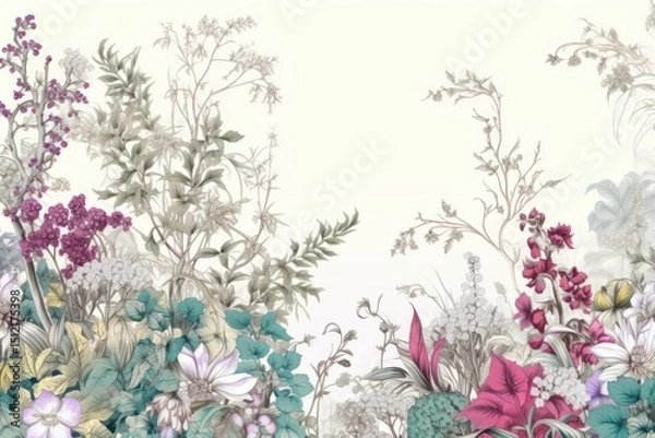 Fototapeta Solid toile wallpaper of flora at the beacj pattern drawing flower.