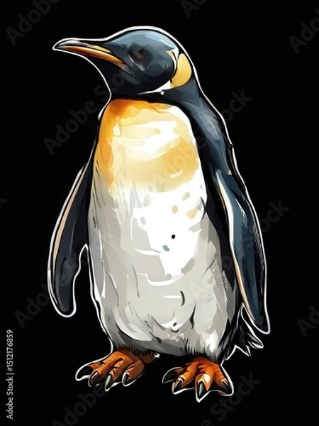 Fototapeta an AI Image Generator, Illustrated Portrait of a Emperor Penguin