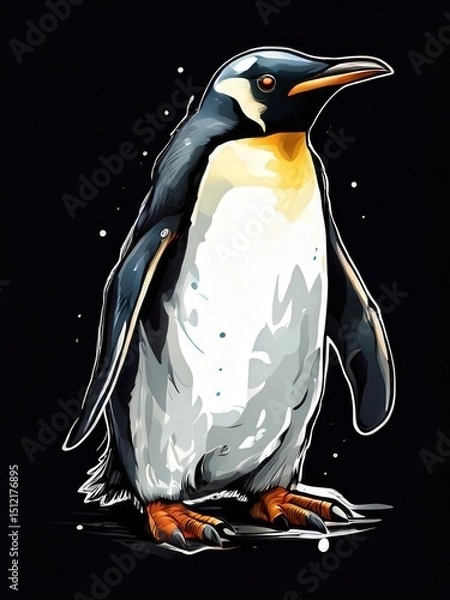 Fototapeta an AI Image Generator, Illustrated Portrait of a Emperor Penguin
