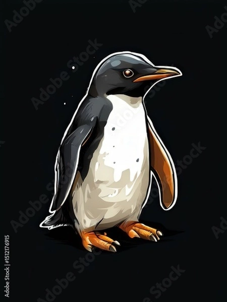 Fototapeta an AI Image Generator, Illustrated Portrait of a Emperor Penguin