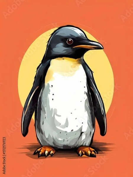 Fototapeta an AI Image Generator, Illustrated Portrait of a Emperor Penguin