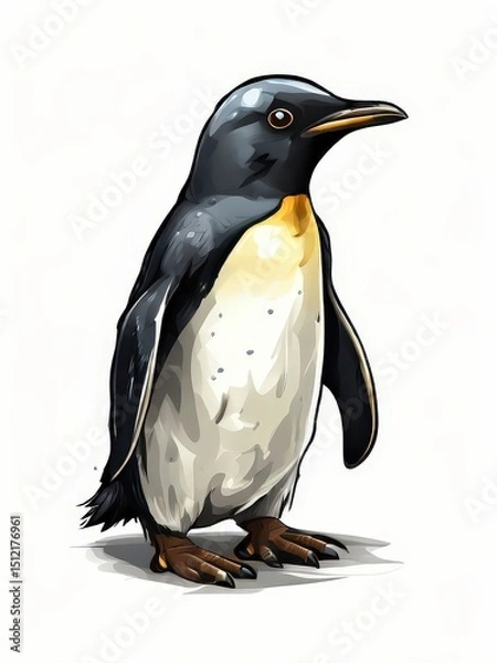 Fototapeta an AI Image Generator, Illustrated Portrait of a Emperor Penguin