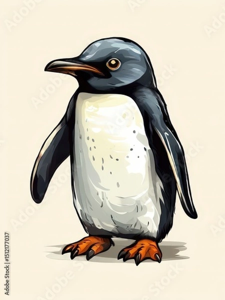 Fototapeta an AI Image Generator, Illustrated Portrait of a Emperor Penguin