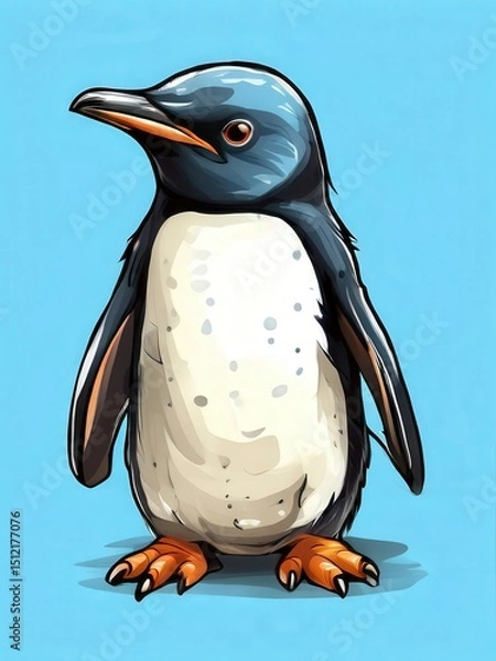 Fototapeta an AI Image Generator, Illustrated Portrait of a Emperor Penguin