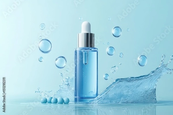 Fototapeta Hydration Technology Concept with Blue Molecule Background