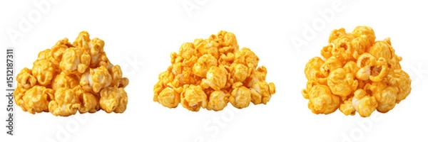 Obraz Delicious Golden Popcorn Mounds Ready for Enjoyment and Sharing Isolated on a Transparent Background