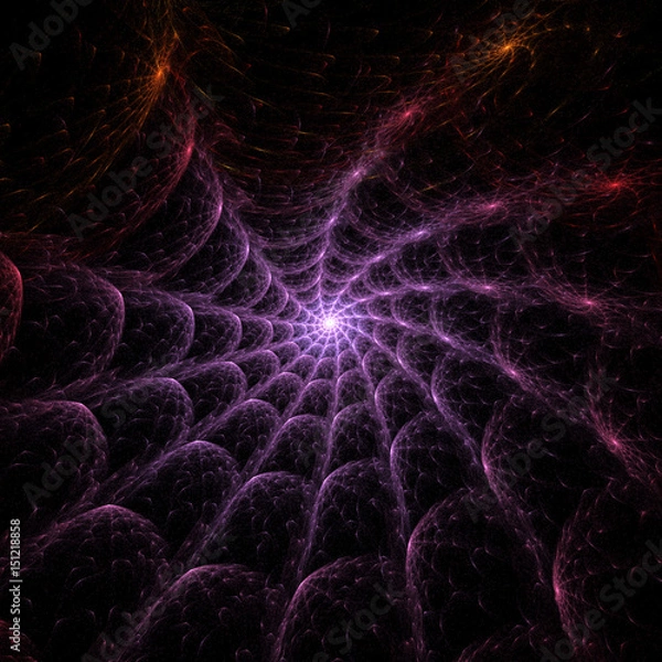 Fototapeta Glowing spider web - digitally rendered 3d illustration - fractal background