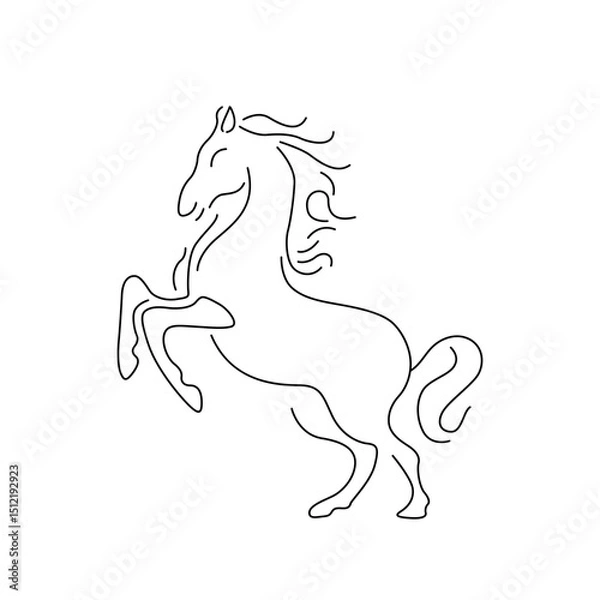 Fototapeta Majestic Rearing Horse in Single Line Art Style