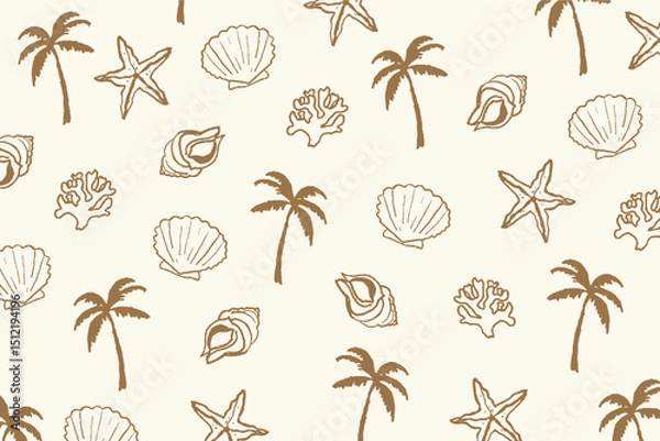 Obraz summer pattern background vintage hand drawn vector illustration
