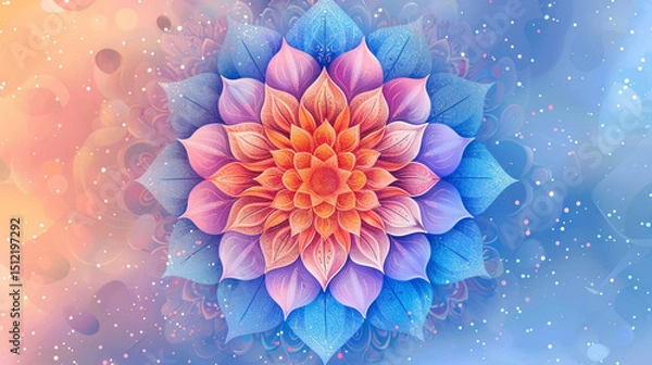 Obraz Gratitude mandala coloring page with affirmations of abundance and purpose in soft pastel design.