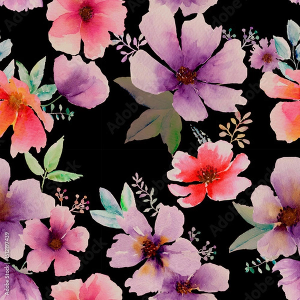 Obraz Watercolor abstract bold floral seamless pattern