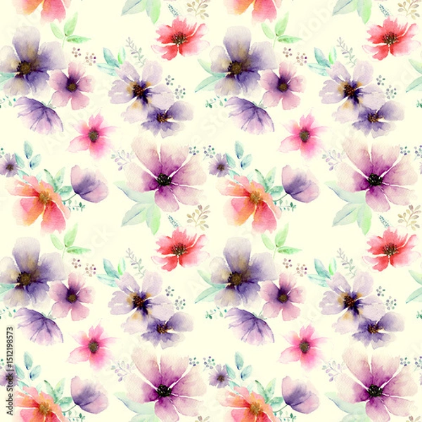 Obraz Watercolor abstract bold floral seamless pattern