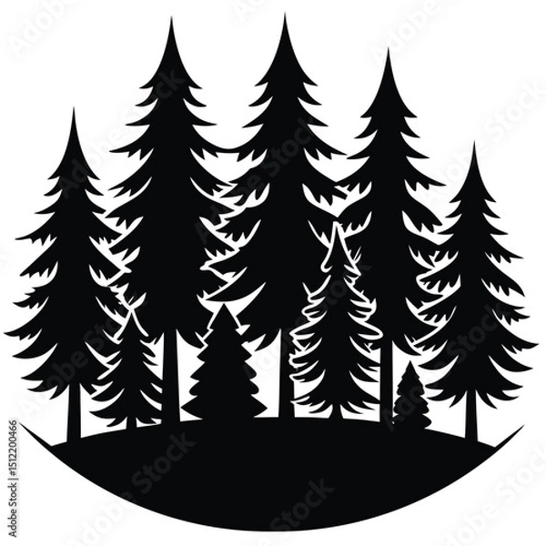 Obraz a forest silhouette on white background