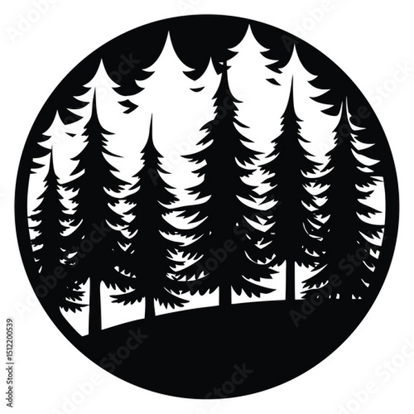 Obraz a forest silhouette on white background
