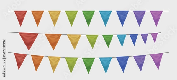 Fototapeta colorful realistic party flag garland on white