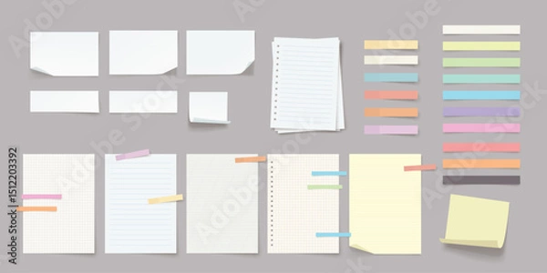 Obraz paper sheets with helpful stickers in set