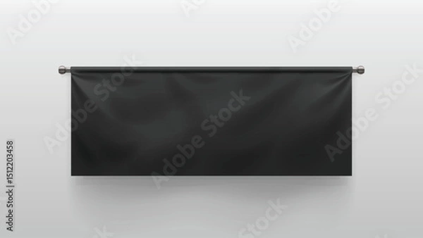 Fototapeta realistic black fabric banner on white back