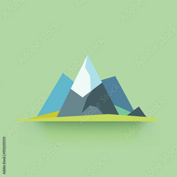 Fototapeta simple mountains colored icon on green back