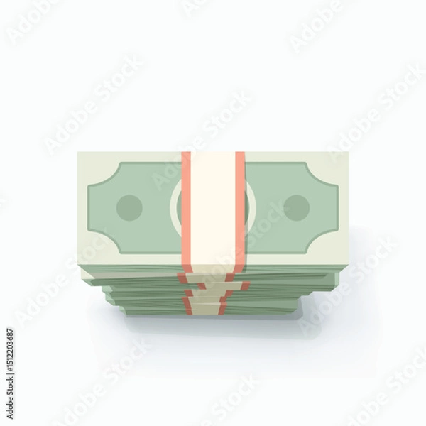 Fototapeta top view on money stack on white