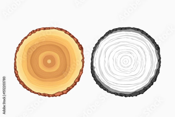 Fototapeta tree slice realistic design on white back