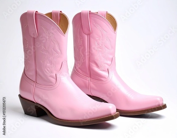 Fototapeta Pink western boots with ornamental stitching for a festive fashion statement.